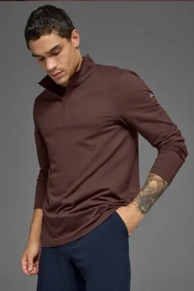 Conquer 1/4 Zip Reform de manga larga – Brownstone