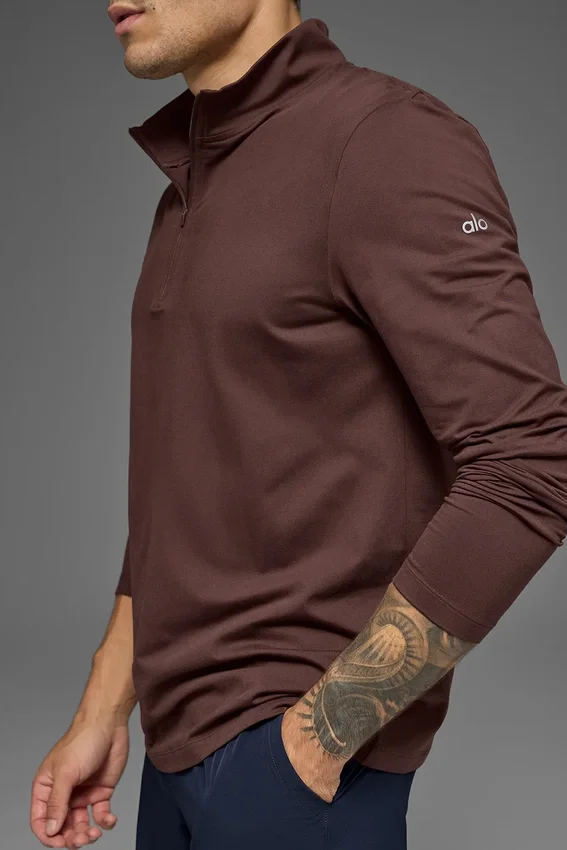 Conquer 1/4 Zip Reform de manga larga - Brownstone