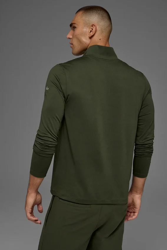 Conquer 1/4 Zip Reform de manga larga - Verde oliva