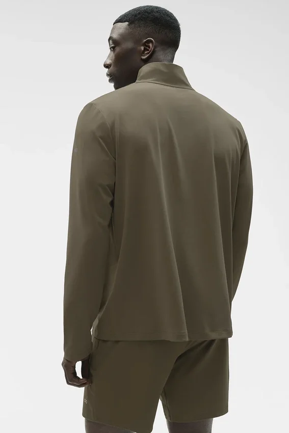 Conquer 1/4 Zip Reform de manga larga - Verde olivo