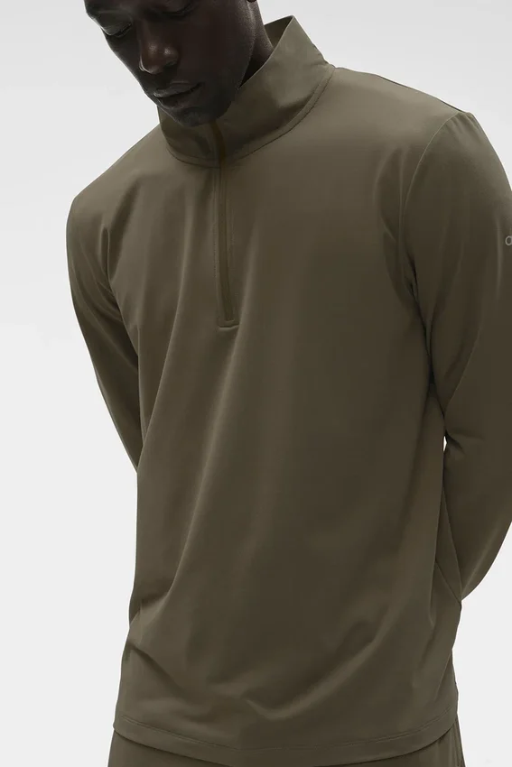 Conquer 1/4 Zip Reform de manga larga - Verde olivo
