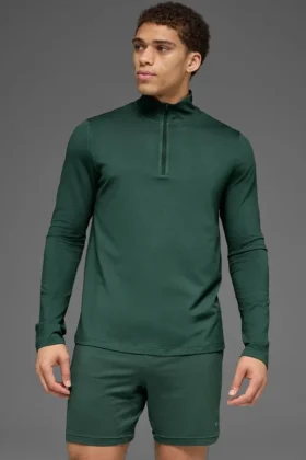 Conquer 1/4 Zip Reform de manga larga - Verde trébol