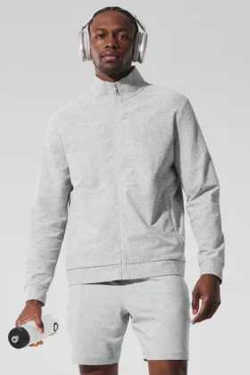 Conquer Max con cuello alto y cremallera completa - Gris jaspeado deportivo