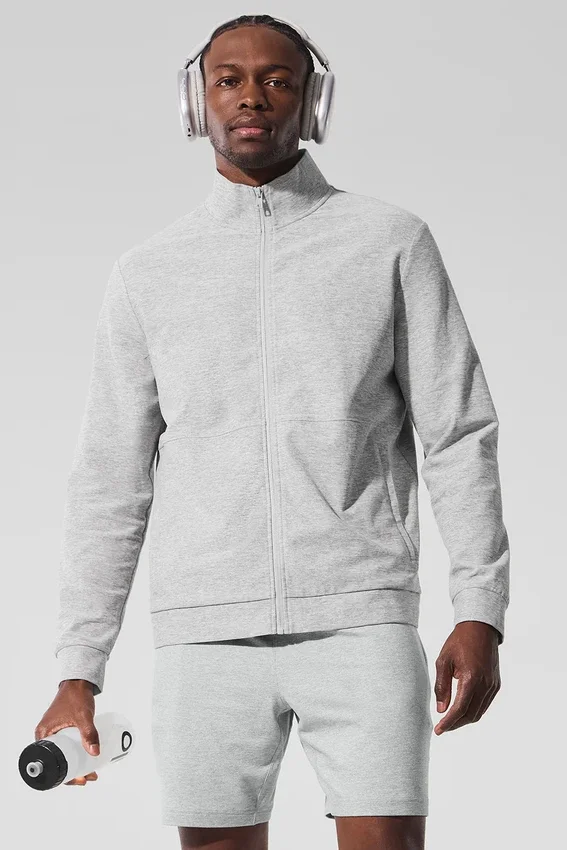 Conquer Max con cuello alto y cremallera completa - Gris jaspeado deportivo
