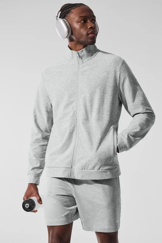 Conquer Max con cuello alto y cremallera completa - Gris jaspeado deportivo