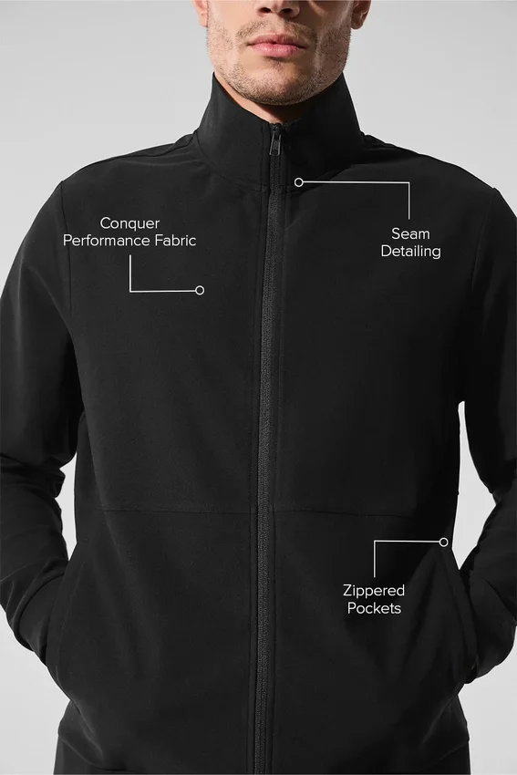 Conquer Max con cuello alto y cremallera completa - Negro