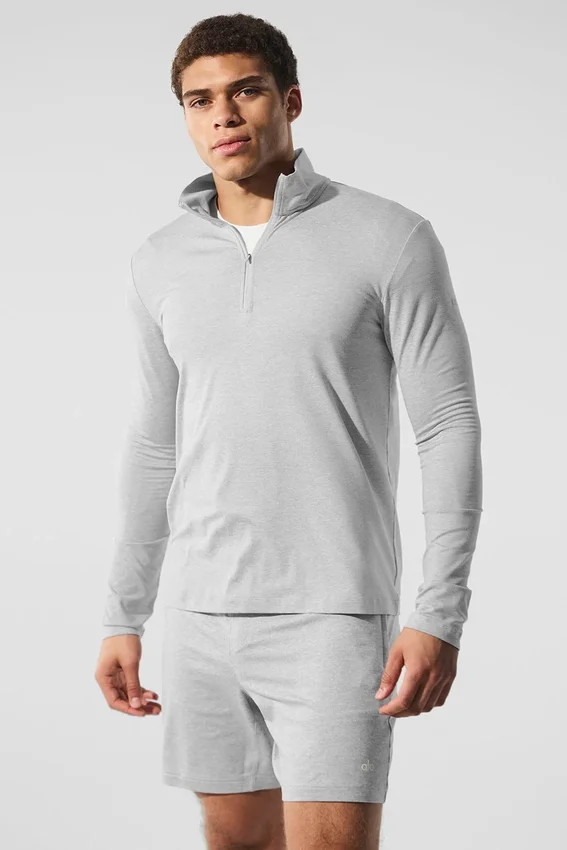 Conquer Reform de manga larga con cremallera de 1/4 - Gris jaspeado deportivo