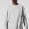 Double Take de manga larga con cuello redondo - Gris jaspeado deportivo