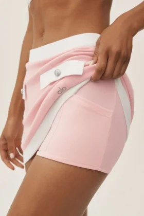 Falda capri de ensueño de algodón y cachemira High-Waist – Rosa soleado/Blanco