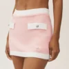 Falda capri de ensueño de algodón y cachemira High-Waist - Rosa soleado/Blanco