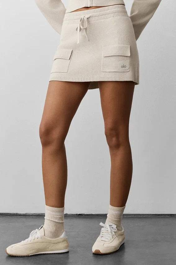 Falda cargo de punto Scholar - Avena jaspeada