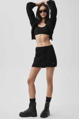 Falda cargo de punto Scholar - Negro