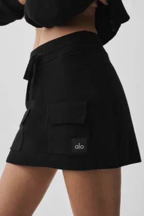 Falda cargo de punto Scholar – Negro