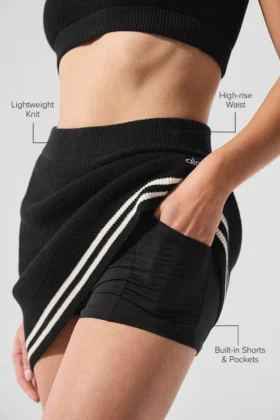 Falda de punto estilo jerséu de club de tenis – Negro/Marfil