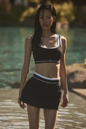 Falda de tenis Airbrush Better Together - Negro/Blanco
