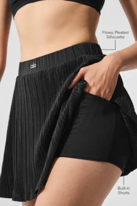 Falda de tenis con microplisados – Negro