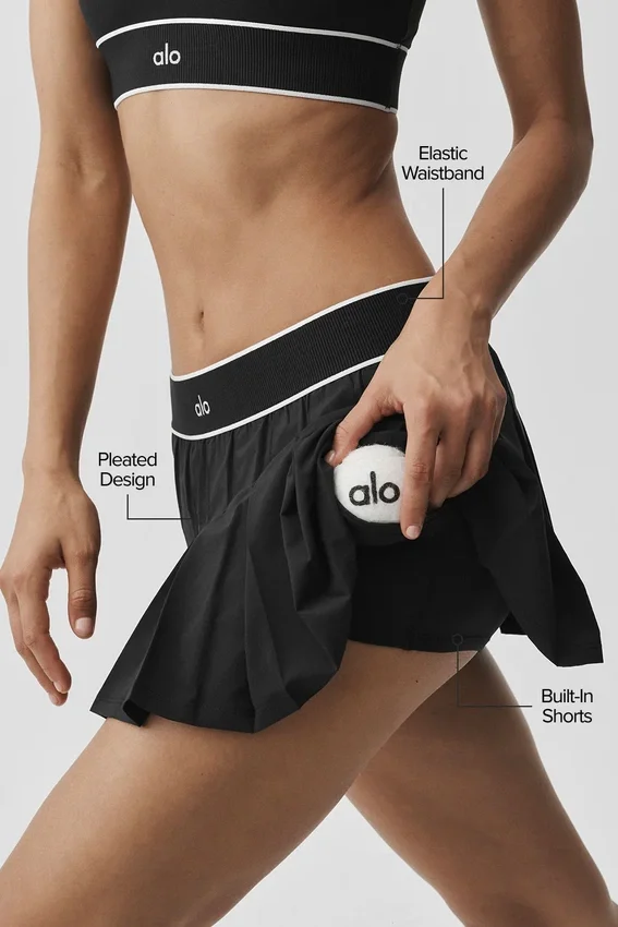 Falda de tenis de talle bajo «Amp It up» - Negro