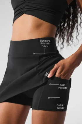 Falda de tenis «Good Form» High-Waist con efecto Airbrush – Negro
