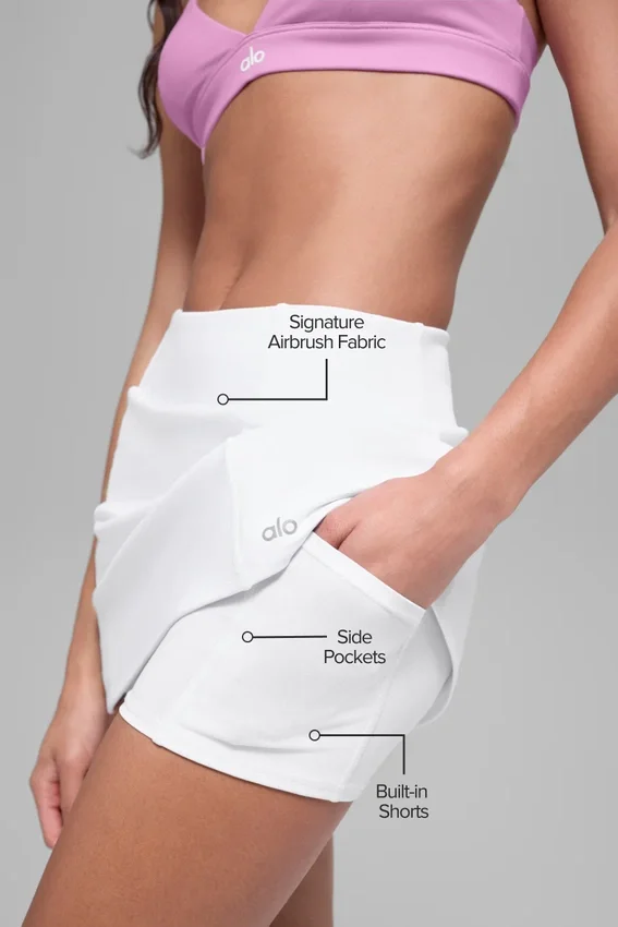 Falda de tenis High-Waist Airbrush Good Form - Blanca