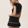 Falda de tenis «My Serve» de algodón y cachemira, High-Waist — Negro/Blanco