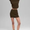 Falda High-Waist de punto vaquero - Espresso/Negro