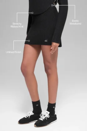 Falda High-Waist de punto vaquero – Negro/Antracita