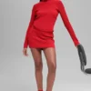 Falda High-Waist de punto vaquero - Rojo brillante