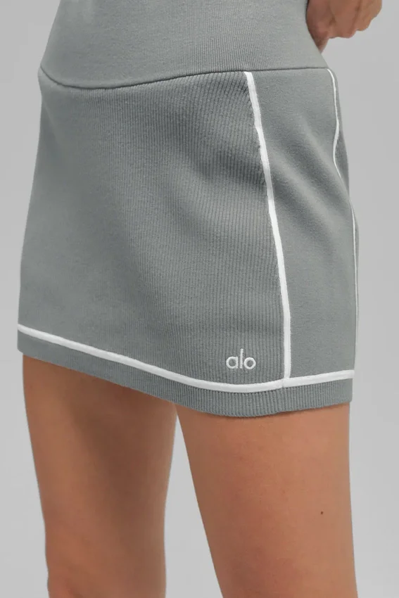 Falda Highline de punto acanalado tipo jersé - Gris lunar/Blanco