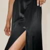Falda larga de talle bajo Radiance de mezcla de seda - Negro