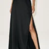 Falda larga de talle bajo Radiance de mezcla de seda - Negro