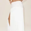 Falda larga de talle bajo «Radiance» en mezcla de seda — Blanco