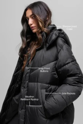 Gabardina acolchada Gold Rush – Negro