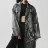 Gabardina Break Line metalizada - Plata metalizada