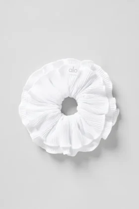 Goma para el cabello extragrande con plisado fino - Blanco