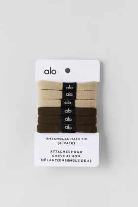 Gomas de pelo Untangled (paquete de 6) - Beige/Espresso