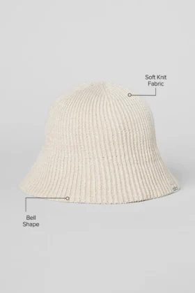 Gorro cloche de punto de mezclilla – Marfil/Leche de avena