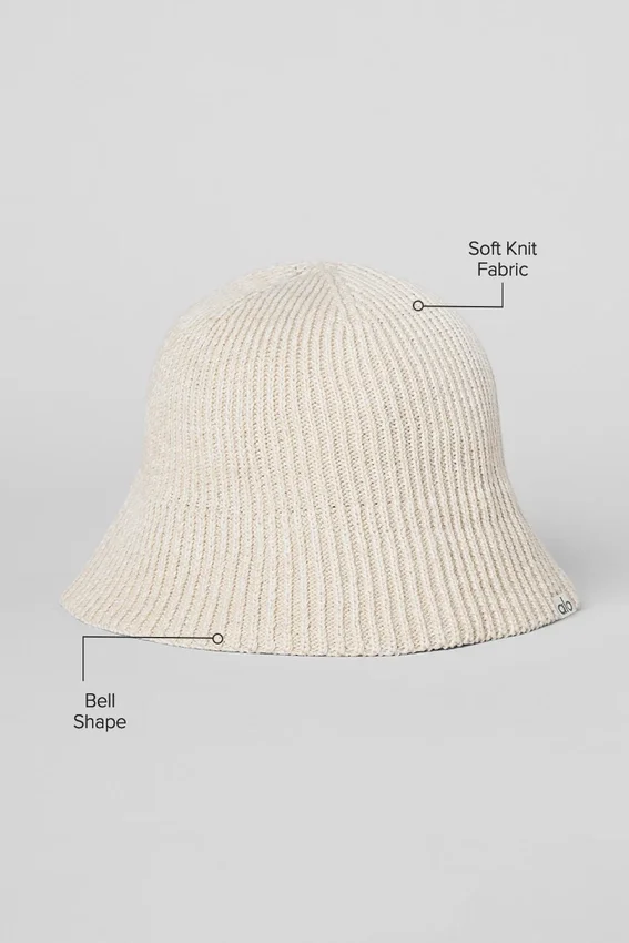 Gorro cloche de punto de mezclilla - Marfil/Leche de avena
