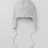 Gorro con orejeras Winter Bliss de punto trenzado - Gris jaspeado deportivo