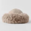 Gorro de cachemira con pelo sintético Courchevel - Gris avena jaspeado