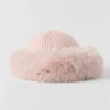 Gorro de cachemira y piel sintética Courchevel - Rosa escarchado