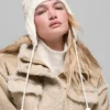Gorro de invierno «Winter Bliss» con orejeras y tejido trenzado - Marfil