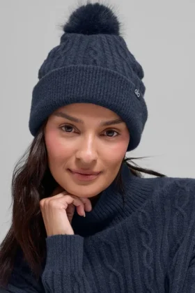 Gorro de invierno «Winter Bliss» con tejido de trenzas - Azul marino