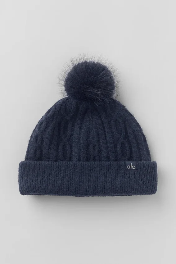 Gorro de invierno «Winter Bliss» con tejido de trenzas - Azul marino