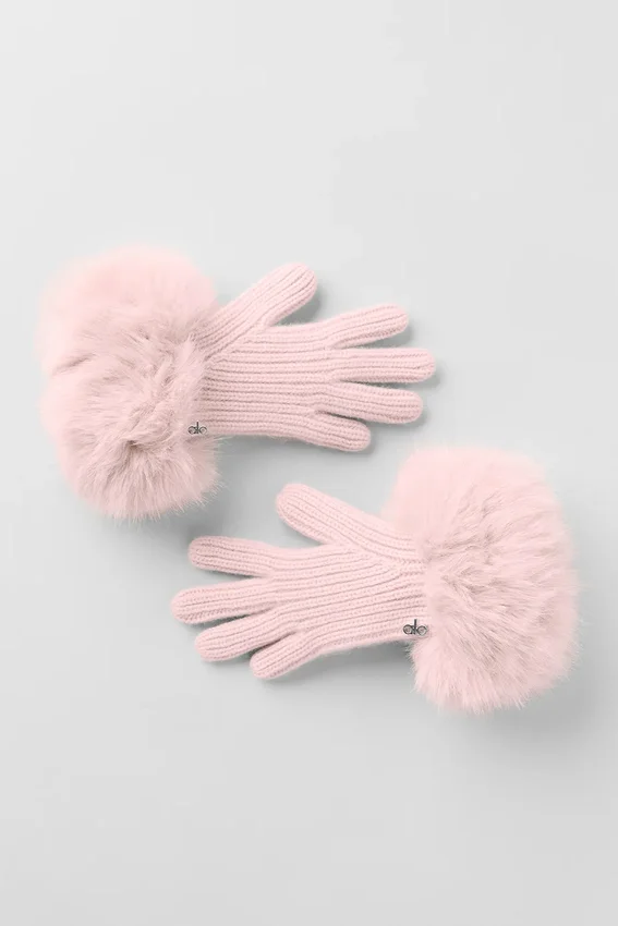 Guantes de cachemira Courchevel - Rosa escarchado