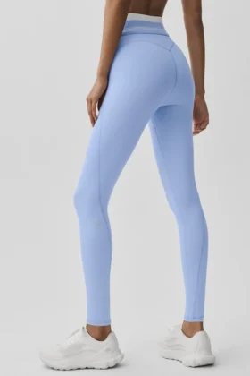 High-Waist Airbrush 7/8 «Better Together» – Azul Provenza claro/
