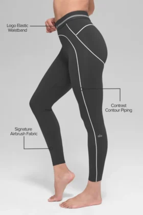 High-Waist Airbrush 7/8 «Heart Throb» Leggings — Antracita/Blanco