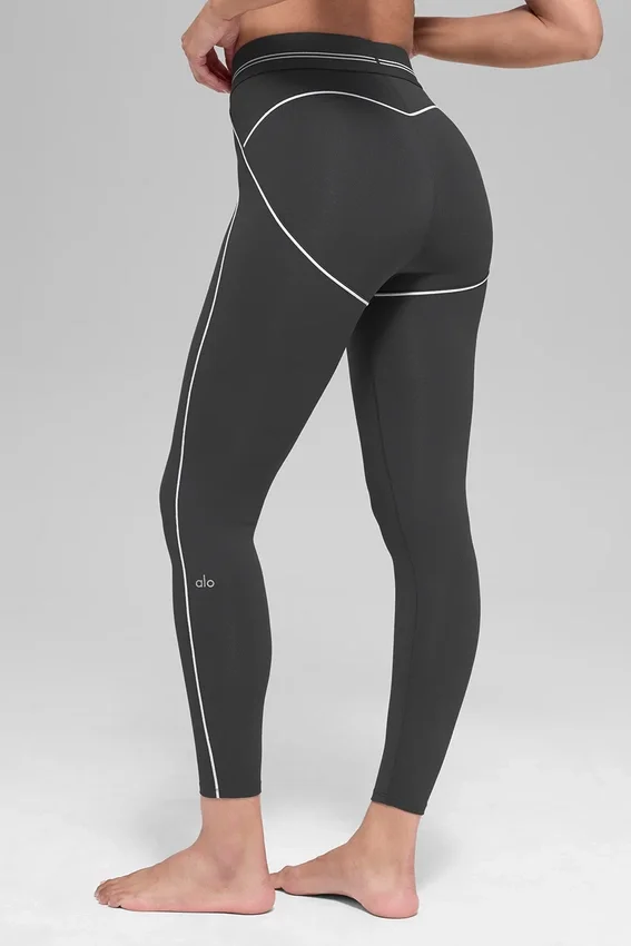 High-Waist Airbrush 7/8 «Heart Throb» Leggings — Antracita/Blanco