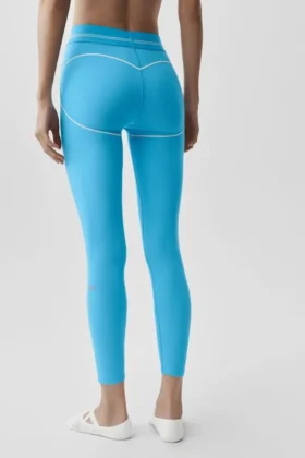 High-Waist Airbrush 7/8 Heart Throb Leggings – Azul celeste/Blanco