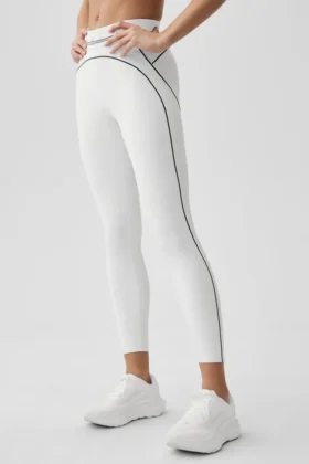 High-Waist Airbrush 7/8 Heart Throb Leggings - Blanco/Negro