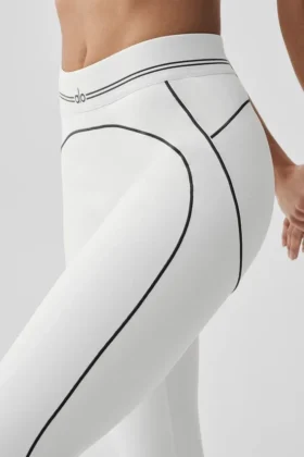 High-Waist Airbrush 7/8 Heart Throb Leggings – Blanco/Negro